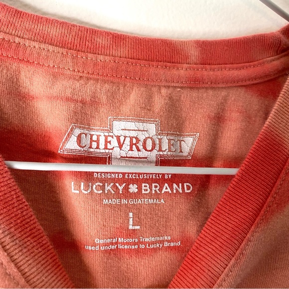 Lucky Brand Chevrolet Coral Rose Tie Dye Cropped Tee - Picture 4 of 5